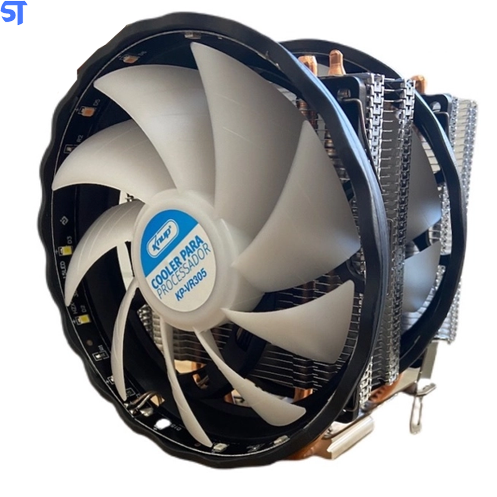 Cooler Fan Para Processador Fan Duplo 120mm  Alta Eficiência Com Led 1500 RPM Knup- Kp-Vr305