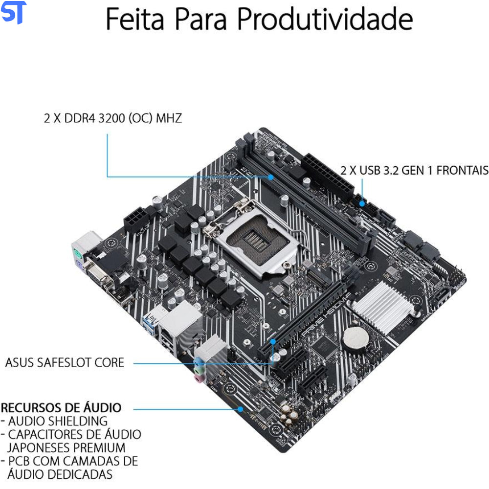 Placa Mãe Asus Prime H510M-E Intel Soquete LGA 1200