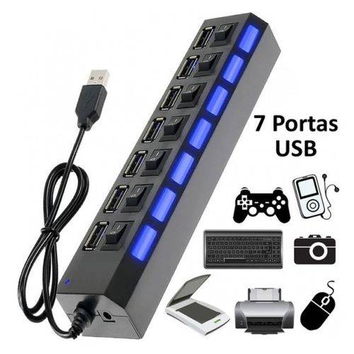 Hub Usb 2.0 Com 7 Portas Suporta 500gb -Knup- Hb-T57