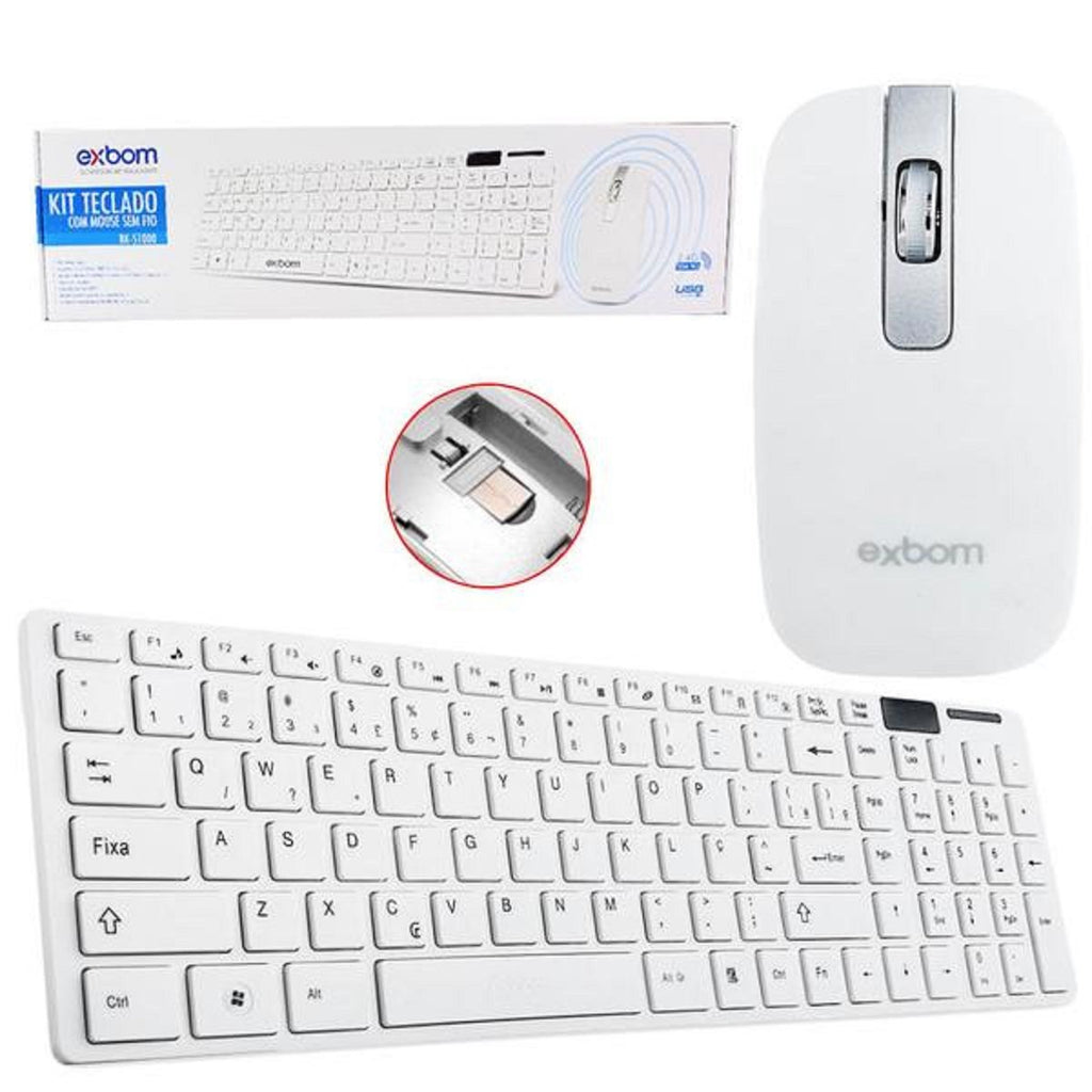 Kit Teclado e Mouse Sem Fio Exbom BKS1000