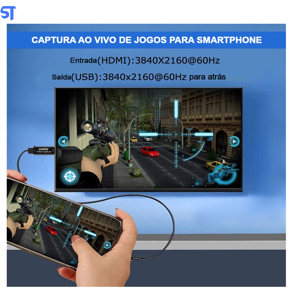 Placa de Captura de Vídeo HDMI Para USB 2.0 - 4k - Video Captura