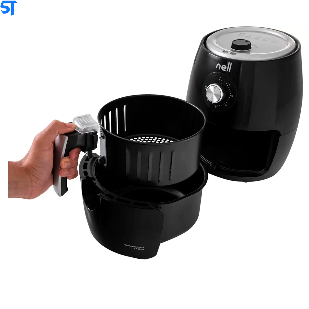 Fritadeira Elétrica sem Óleo/Air Fryer Nell Smart - Preta 2,4L com Timer