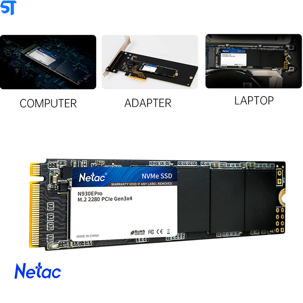 SSD M.2 NVMe Netac 500Gb 2060MBP/s Leitura 1630MBP/s Escrita