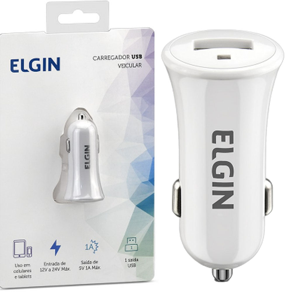 Carregador USB Veicular ,E 12V,S USB1A 5W Elgin 46RCV1USB000