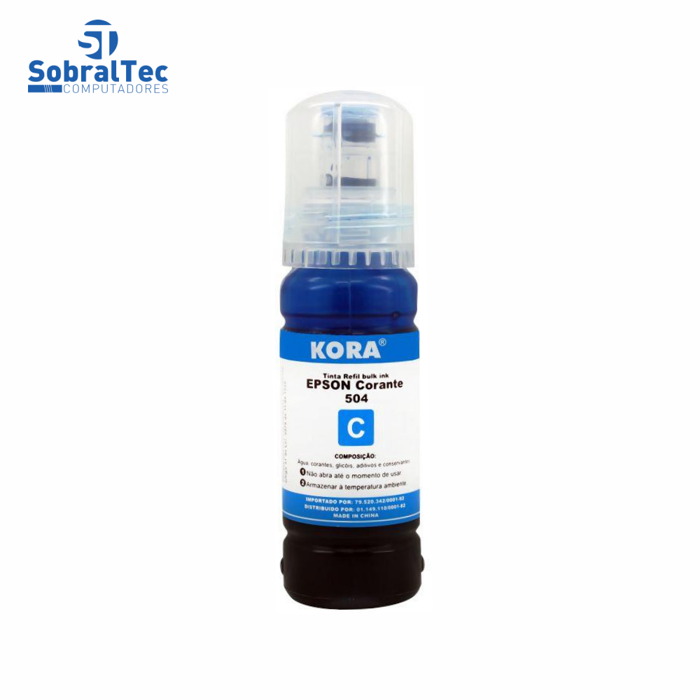 Tinta Refil Bulk Ink Compativel Epson 504/544 Corante Cyano 70ml Kora R-EP70C