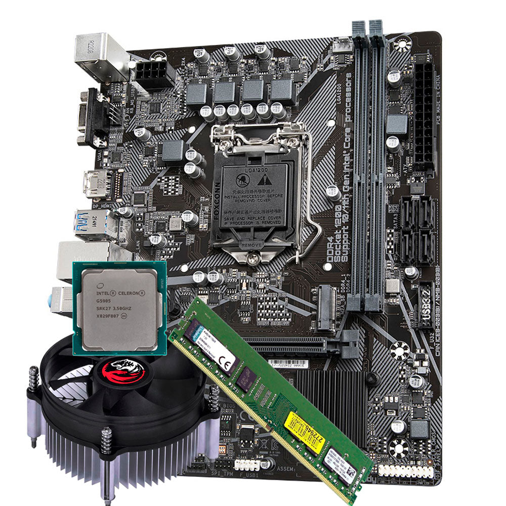 Kit Placa Mãe Gigabyte 1200 Com Processador Celeron G5905 e Memória Ram 4GB DDR4