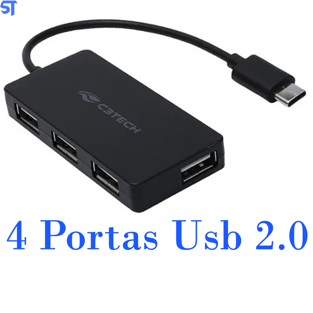 Hub USB Type C 2.0 Com 4 Portas USB HU-C200BK C3Tech