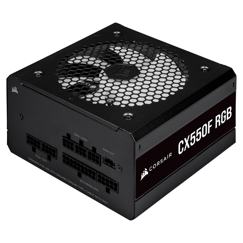 Fonte Real ATX 550W Corsair CX550F ATX / 550W / PSU / 80 Plus / Bronze / RGB - (CP-9020216)- Preto