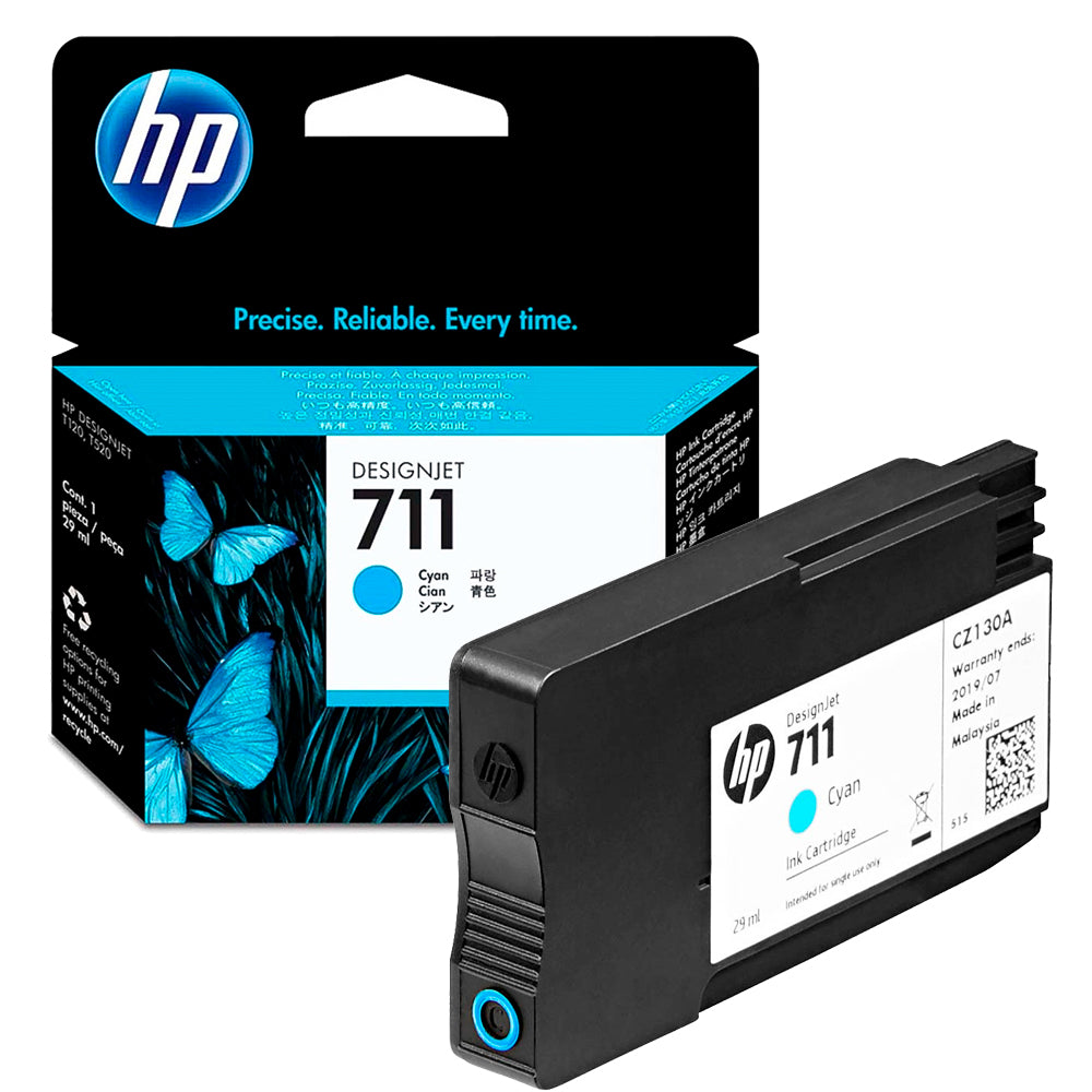 Cartucho de Tinta HP DesignJet 711 |  T120, T130, T520 | 29ml Ciano HP Original - CZ130AB