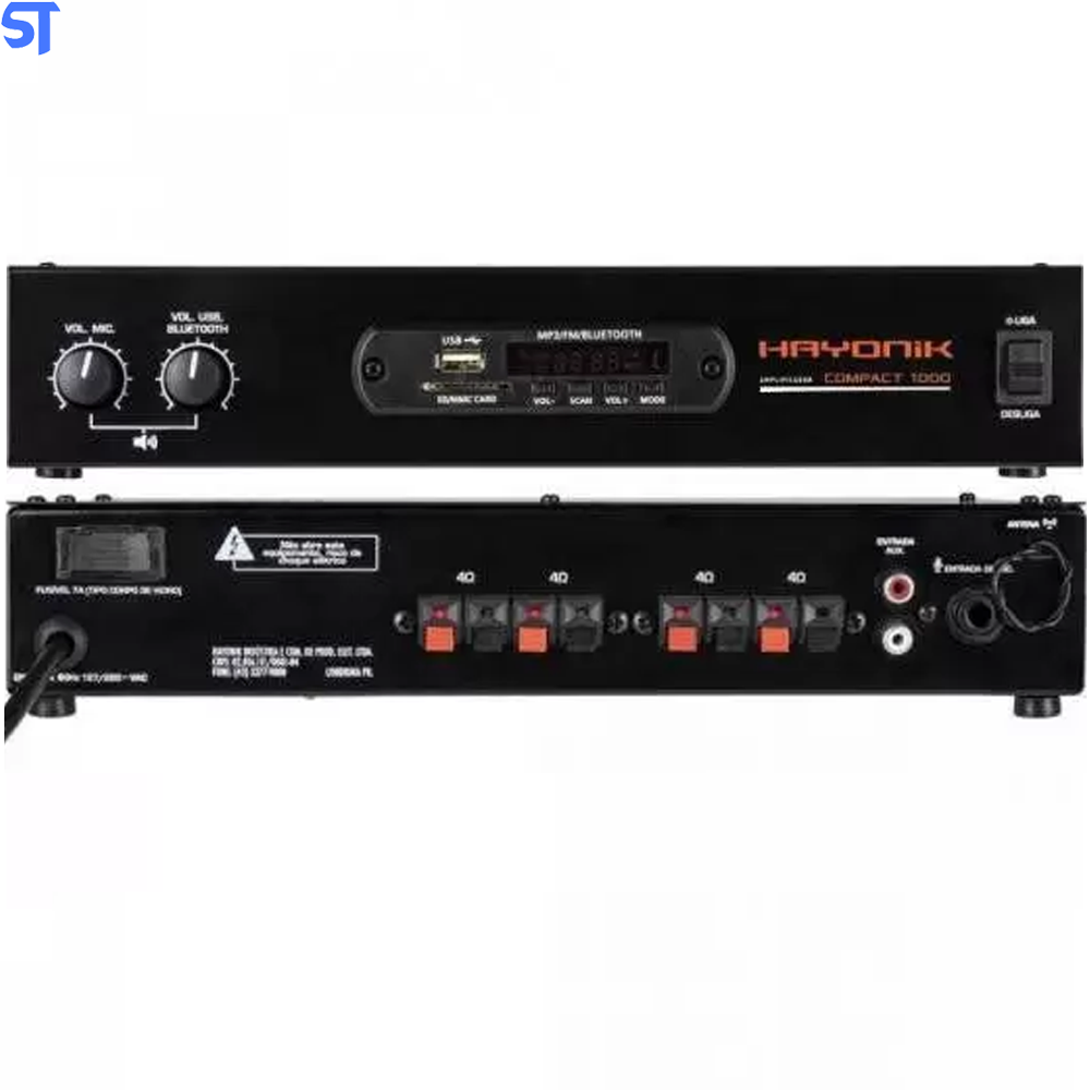 Amplificador 80W Com Bluetooth COMPACT 1000 Preto HAYONIK