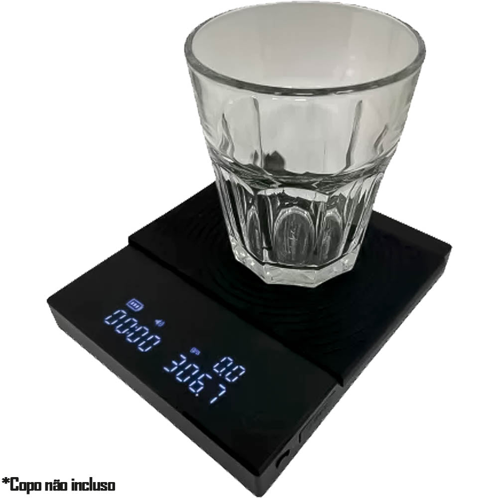 Balança Eletrônica para Café com Temporizador Automático, Espelho Preto Básico 2 - Time More