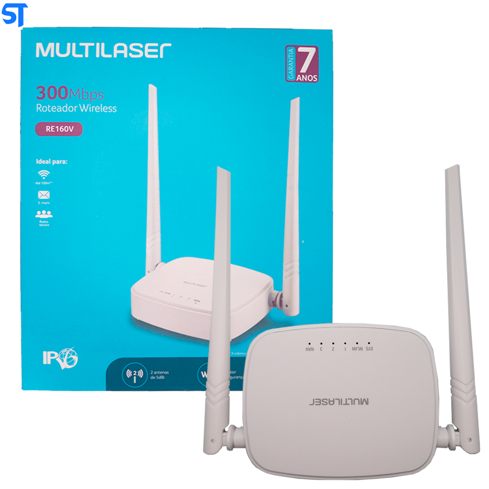 Roteador Wireless 300Mbps 2 Antenas 4 Portas Multilaser RE160