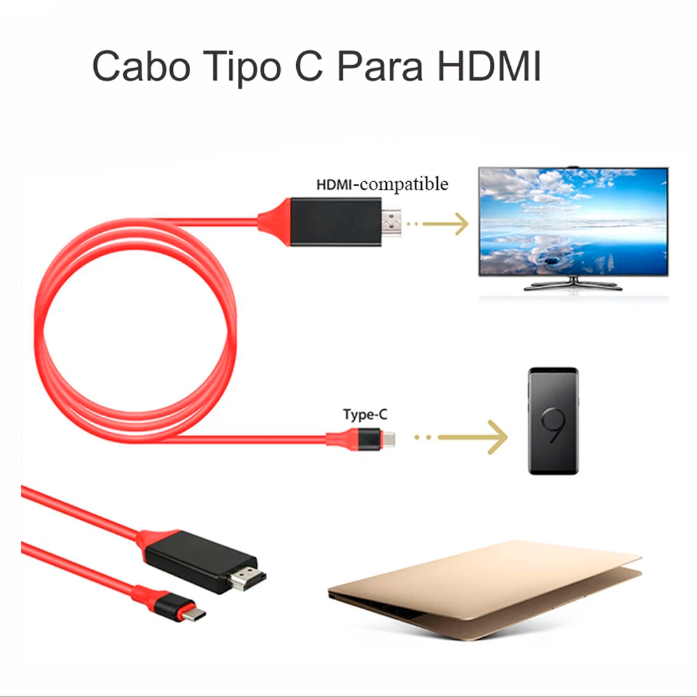 Cabo Adaptador Usb 3.1 Tipo C Macho 4K Para Hdmi Macho