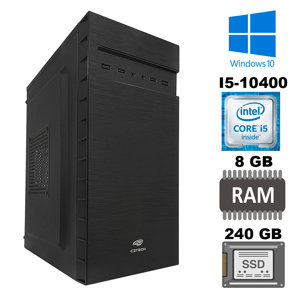 Computador Core I5-10400, 3,6Ghz, Memoria DDR4 8GB 2400MHz, SSD WD 240 GB - Windows 10