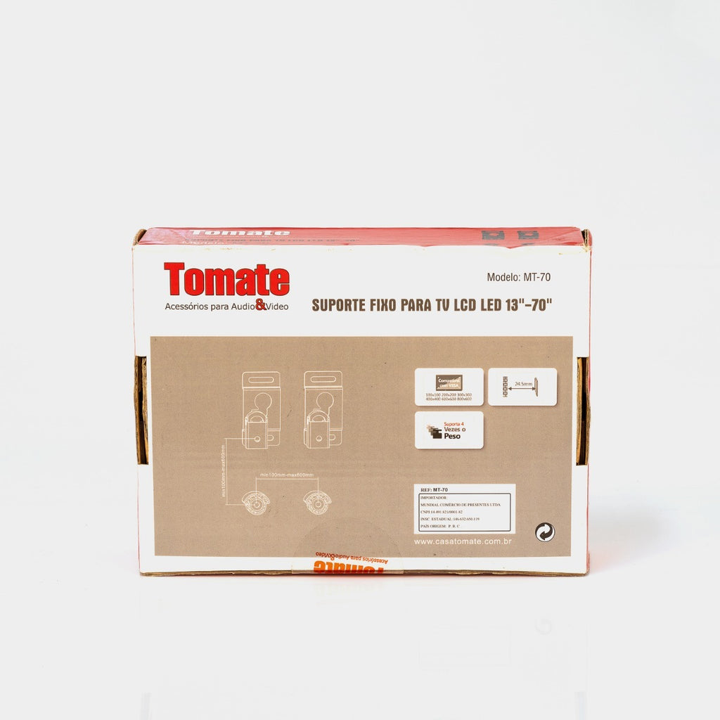 Suporte Fixo Para Tv Lcd Led 13 a 70 Polegadas Mt-70 Tomato