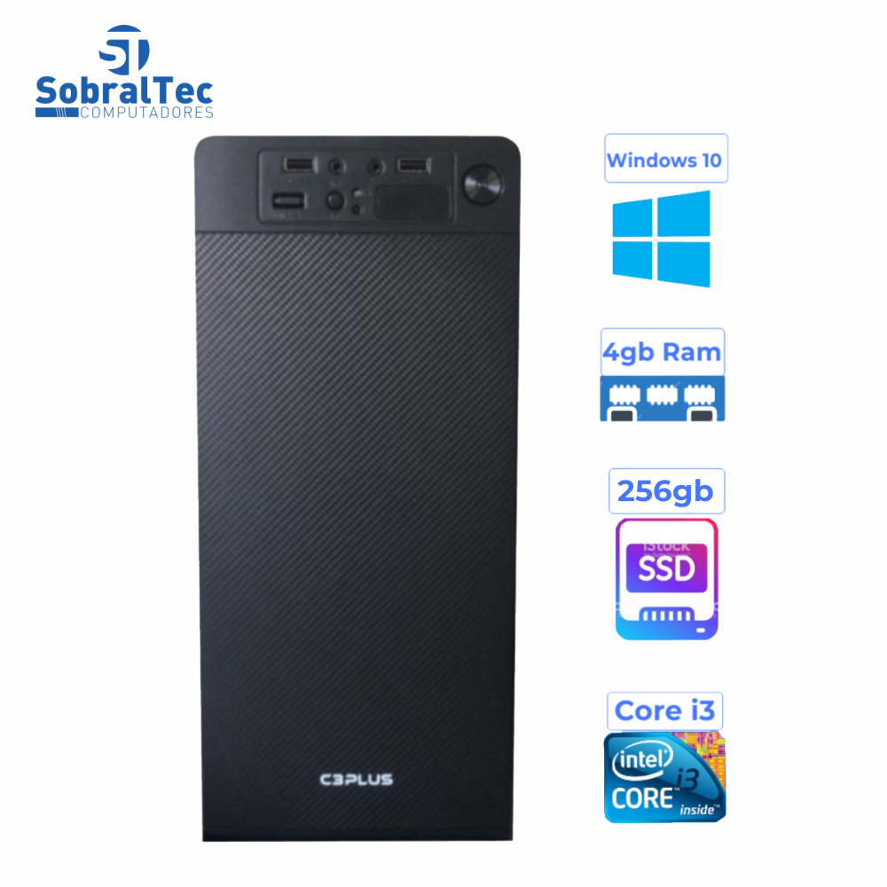 Computador Core i3 3220-HD SSD 256GB- Memória 4GB Com Windows