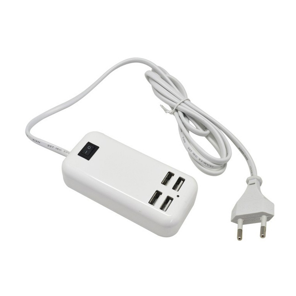 Carregador Usb De Mesa 15W 4 Portas 1,5m Branco