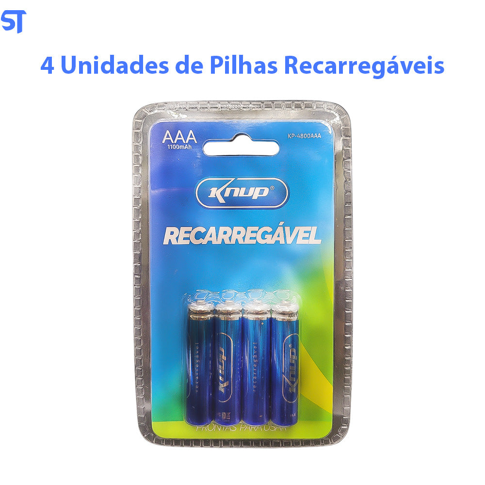 Pilhas Recarregáveis AAA De 1100mah 4 Unidades Palito Knup Kp-4800AAA