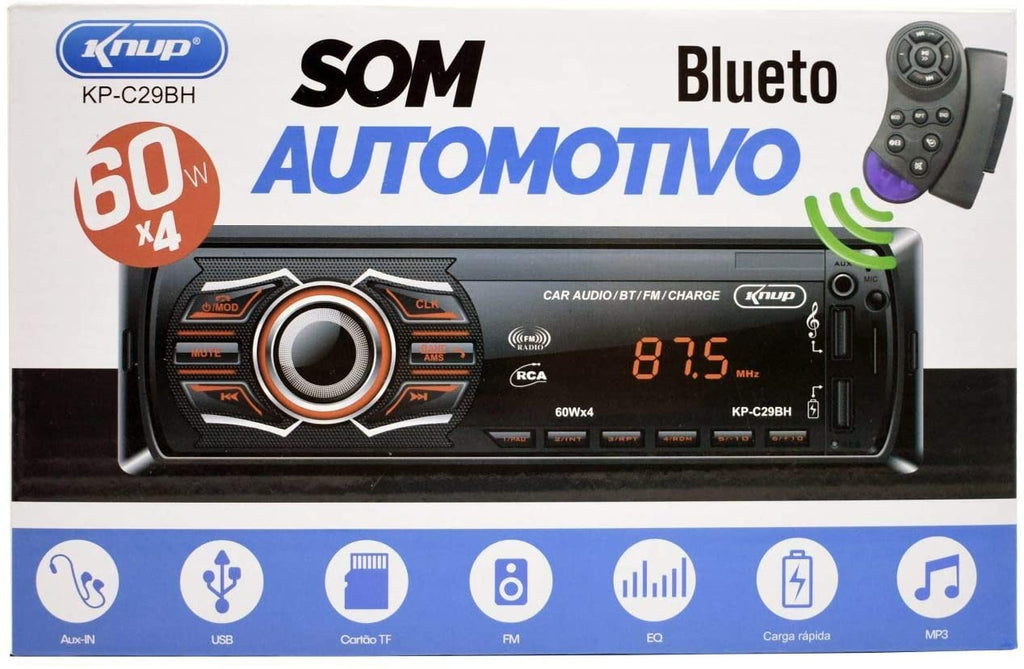 Som Automotivo Radio Mp3 Com Controle Remoto - Knup KP-C29BH