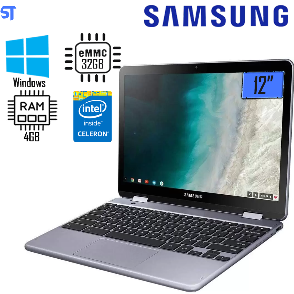 Notebook Samsung Chromebook Plus 12” FHD Touch Com Caneta Intel 1.5Ghz 4GB 32GB SSD OS -XE521QAB Prata