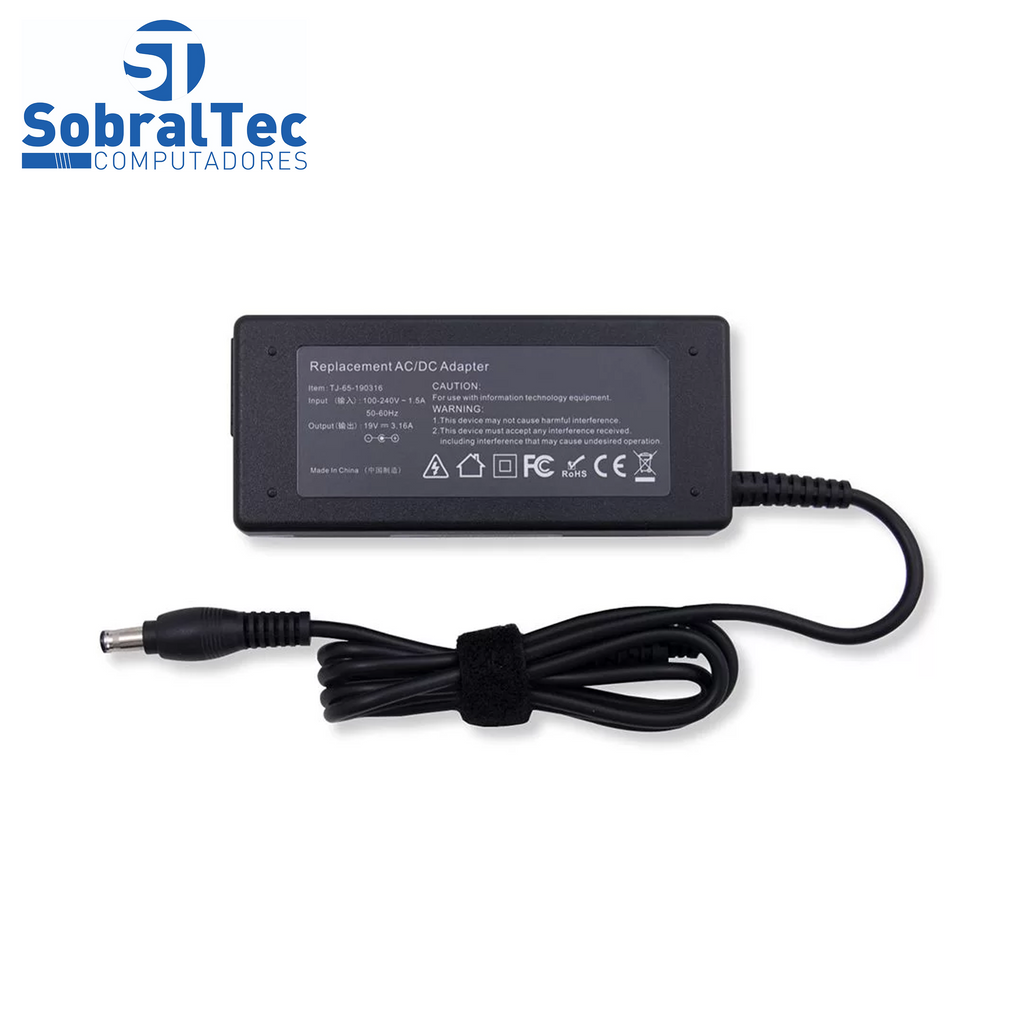 Fonte Notebook bringIT Compativel Com Samsung - 19V 3.16A 60W - 5.5Mmx3.0Mm - Agulha