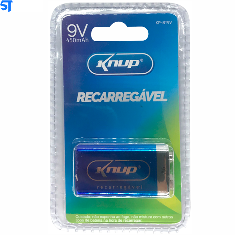 Bateria Recarregável 9v 450mAh Kp-BT9v Knup