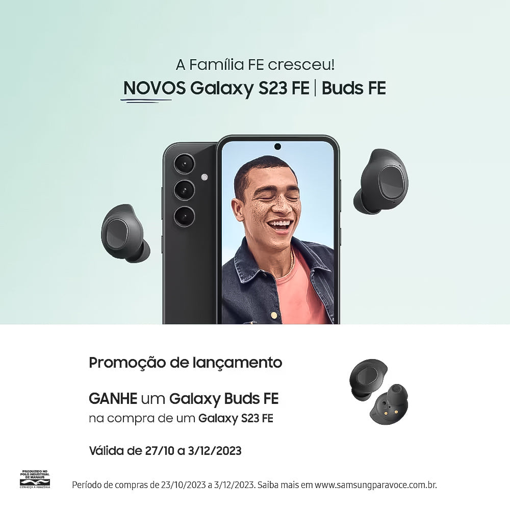 Smartphone Samsung Galaxy S23 FE 5G, 256GB, 8GB RAM, Câmera Tripla 50MP+12+10, Tela infinita 6.4" Verde