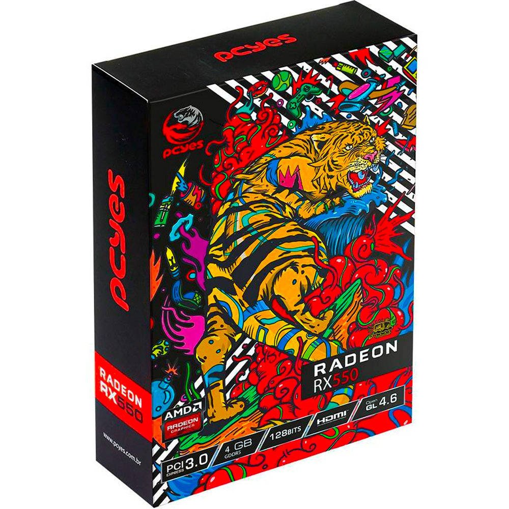 Placa de Vídeo RX 550 Radeon Graffiti Series Pcyes AMD, 4 GB GDDR5, 128 Bits, Dual Fan