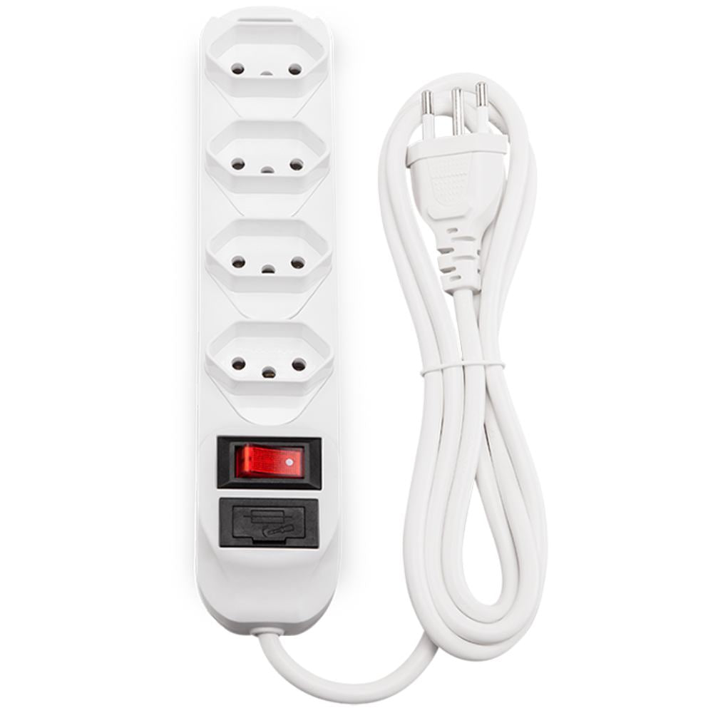 Protetor Eletrônico Intelbras com 4 Tomadas Epe 1004, Branco 1,50MT