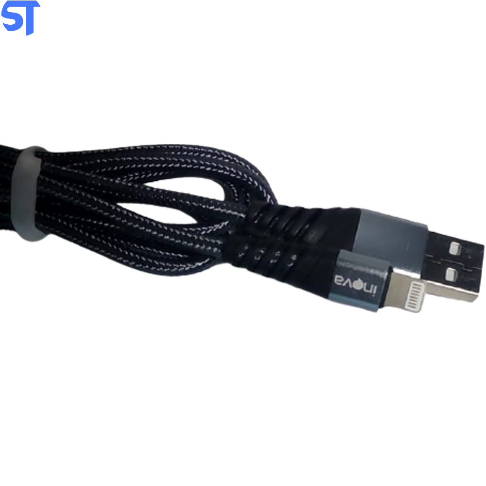 Cabo Lightning Trançado Em Nylon Tubo Para iPhone 1 Metro Inova Cinza