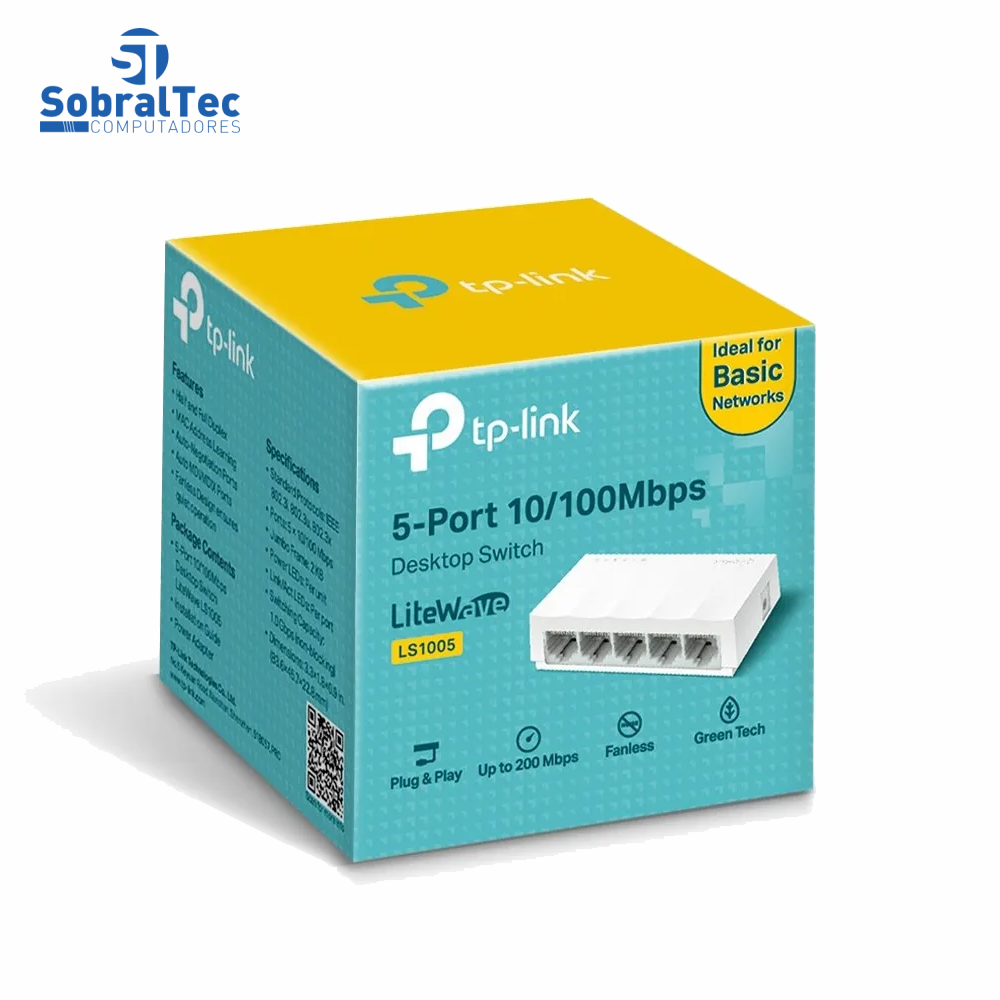Switch De Mesa 5 Portas Fast Ethernet 10/100 200Mbps TP-Link LS1005