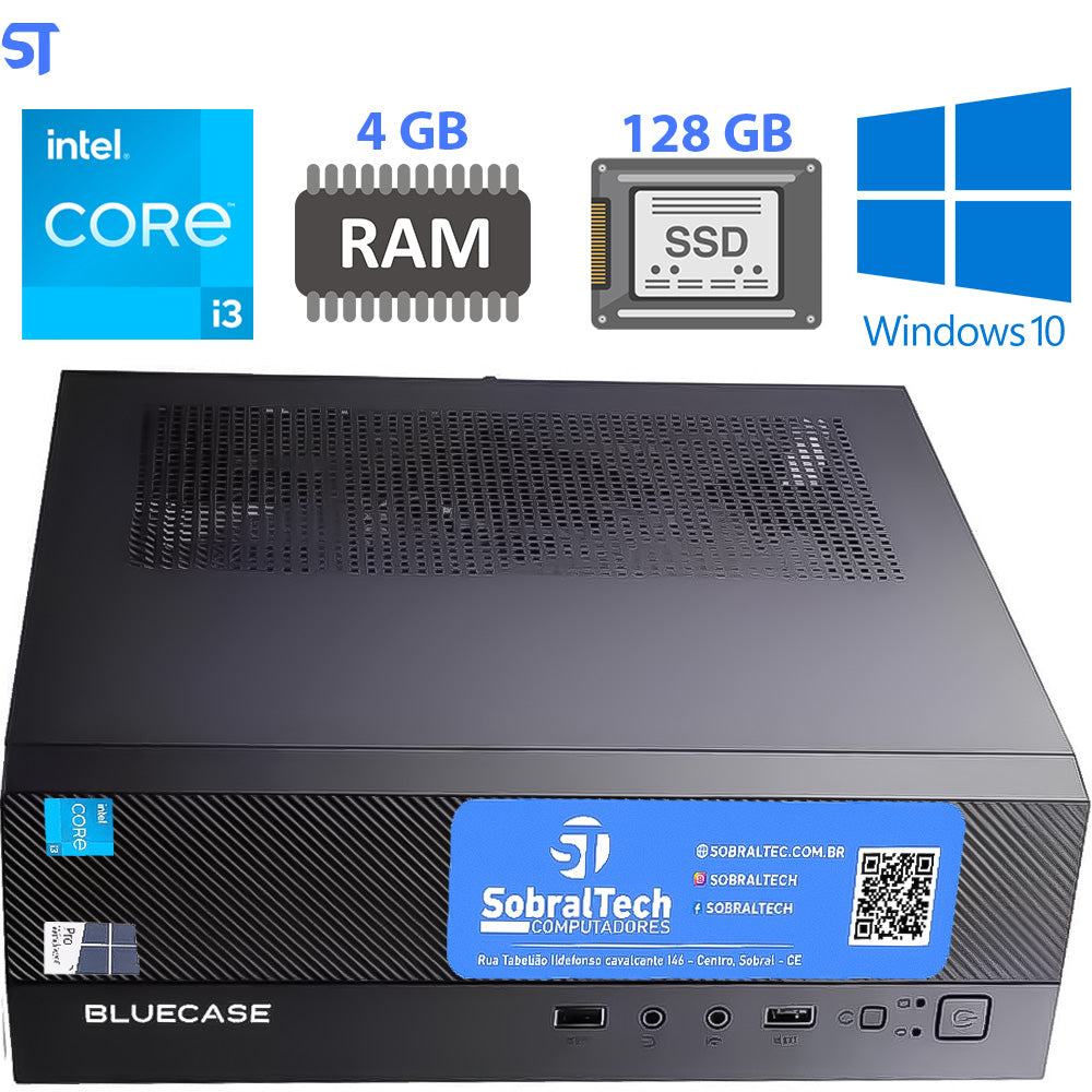 Computador Mini Micro ATX Slim Core I3- 3th 3220,  Memória 4GB, SSD 128GB - Vertical e Horizontal / MINI-ITX