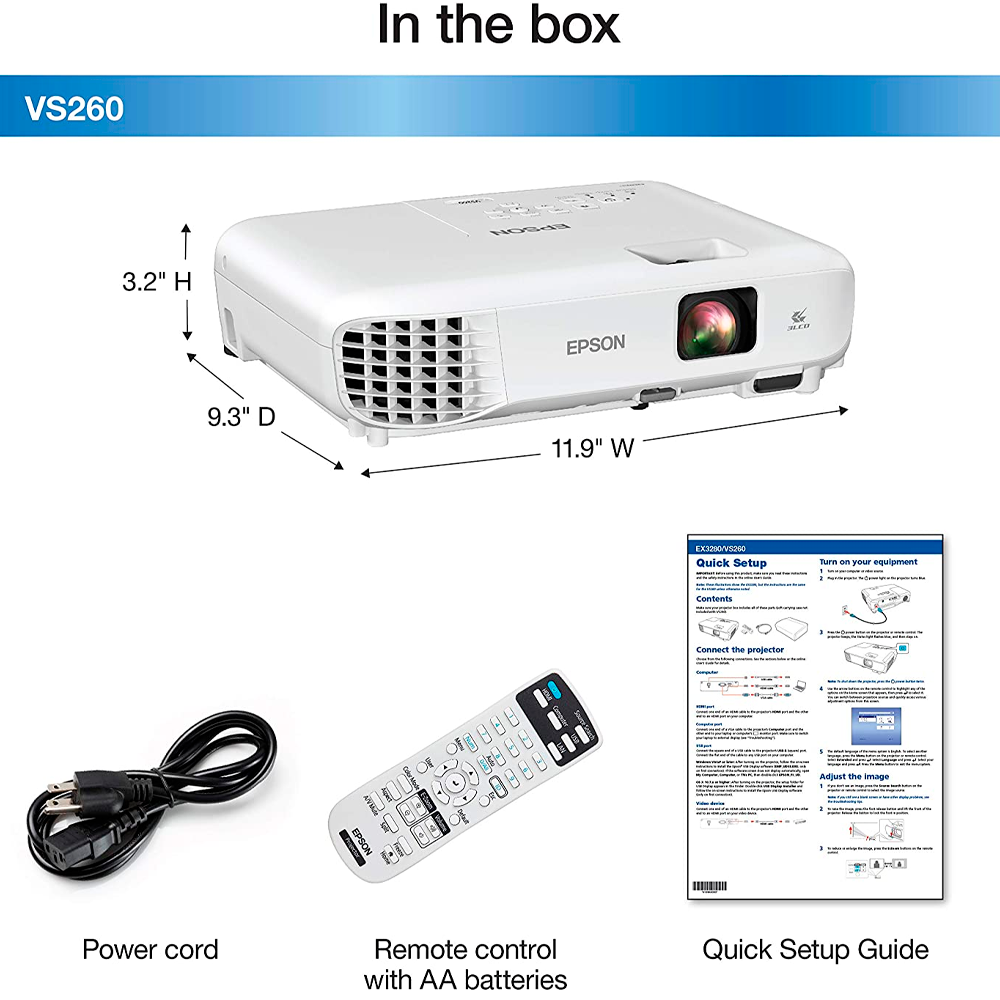 Projetor Epson VS260 3300 Lunens HDMI Xga