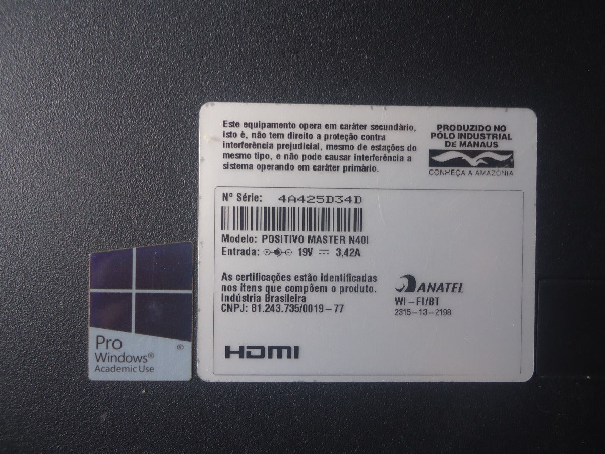 Carcaça Moldura Superior com Astes Notebook Master N40i