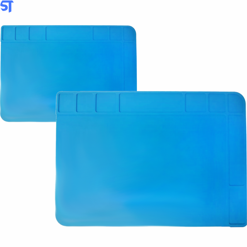Manta Anti Estática Com Divisória Silicone Azul Para Bancada 480X340mm Exbom KLTE-508