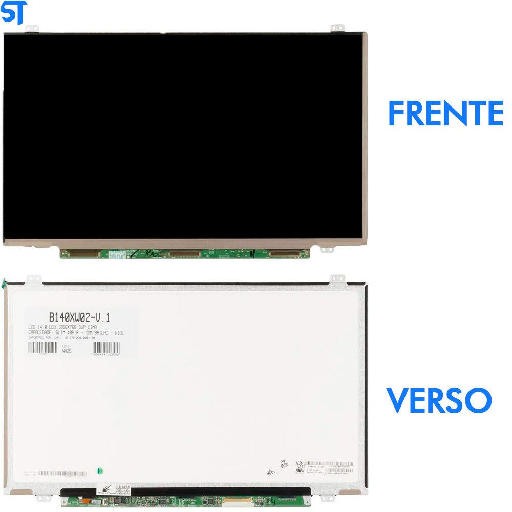 Tela Para Notebook LCD 14.0 SLIM 40 Pinos Resolução HD 1366X768 B140XW02-V.1