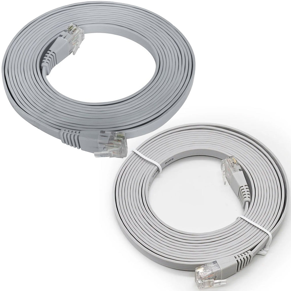 Patch Cord Flat Cable RJ45 Gigabit Flexível Cat6 3m Cinza