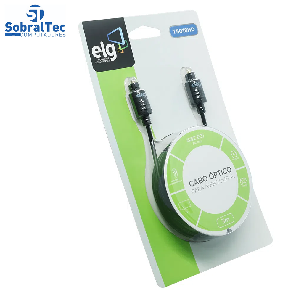 Cabo Óptico para Áudio ELG T5018HD Preto