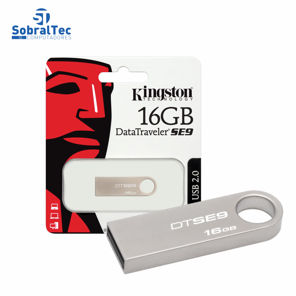 Pen Drive Kingston 16Gb Usb 2.0 Prata Plug And Play DataTraveler SE9 DTSE9H/16GBZ