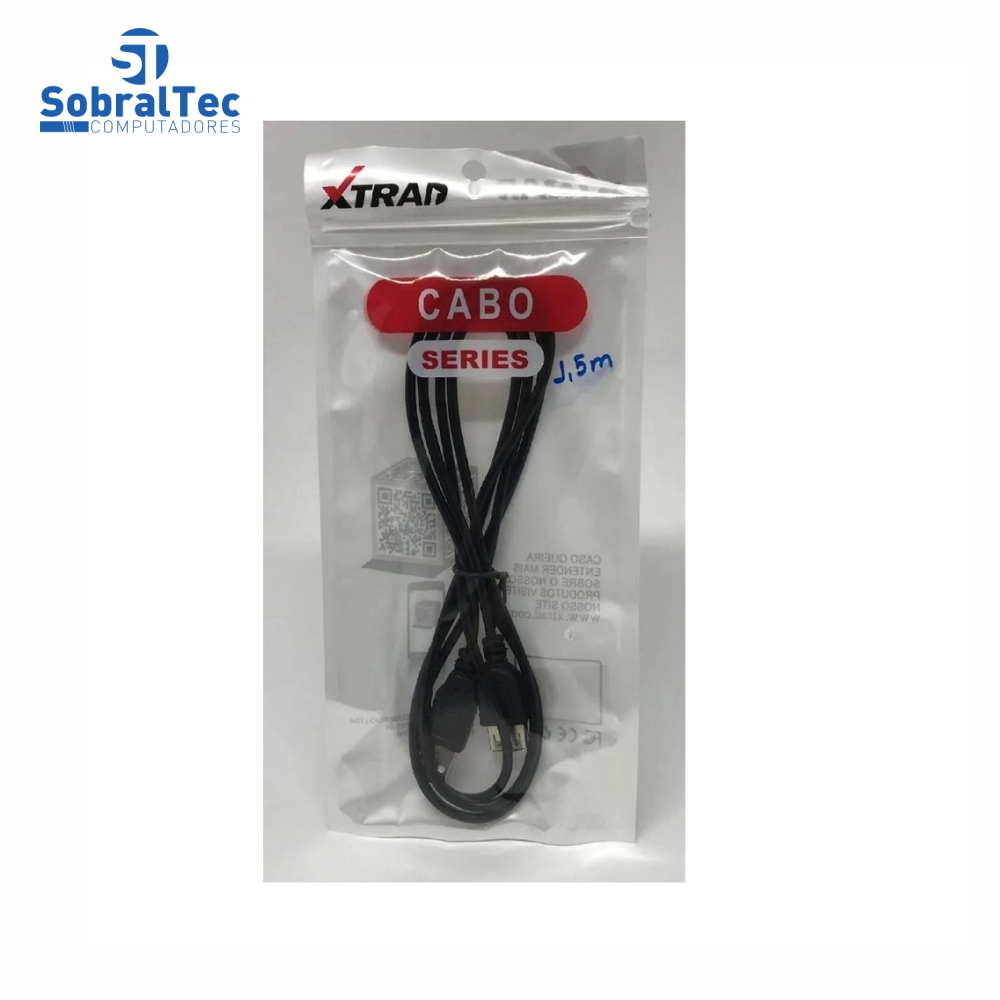 Cabo Extensor USB 2.0 A Macho x USB 2.0 A Fêmea 1.5 Metros Xtrad XT-560
