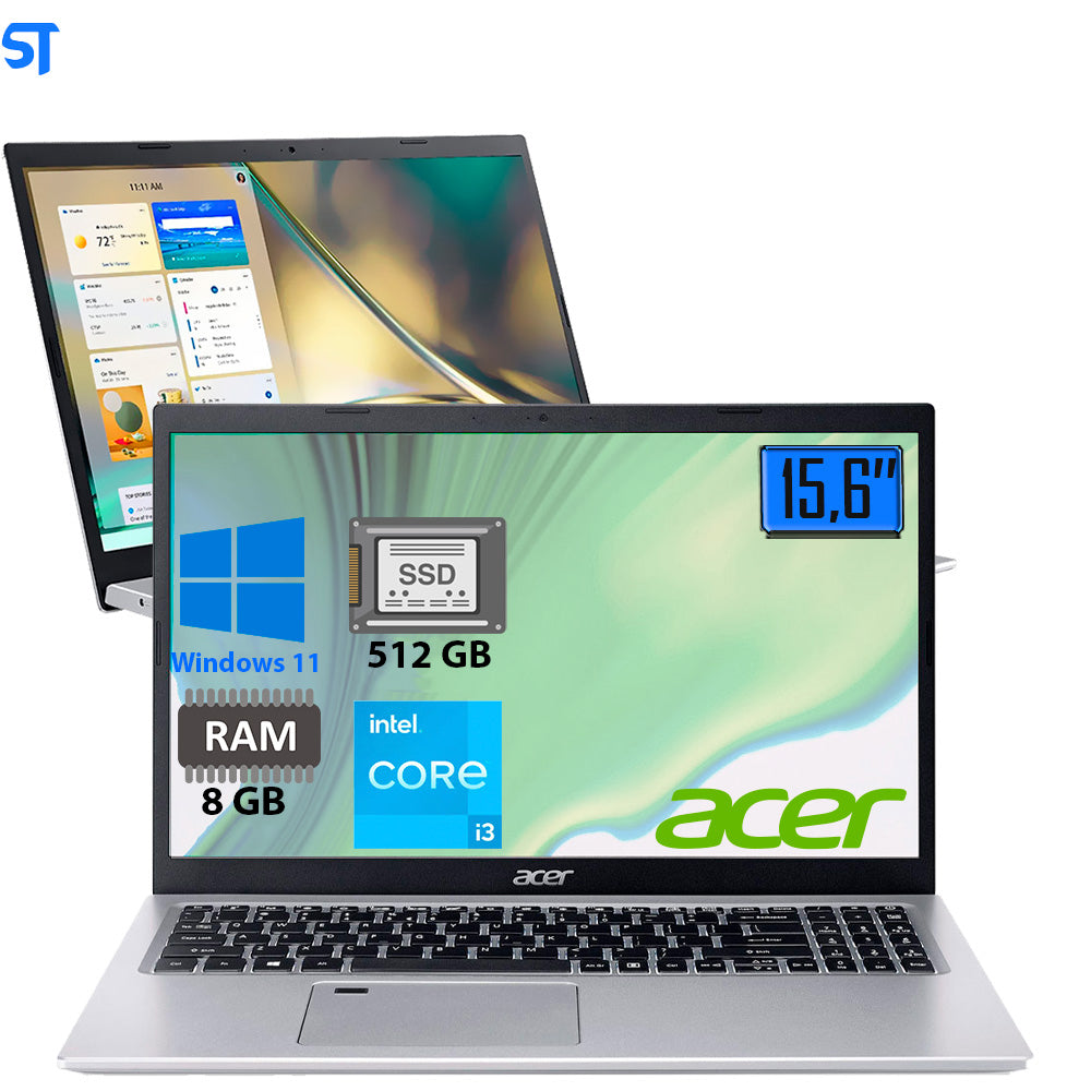 Notebook Acer A515-56-36UT Intel Core i3 1115G4 de 3.0GHz Tela Full HD 15.6