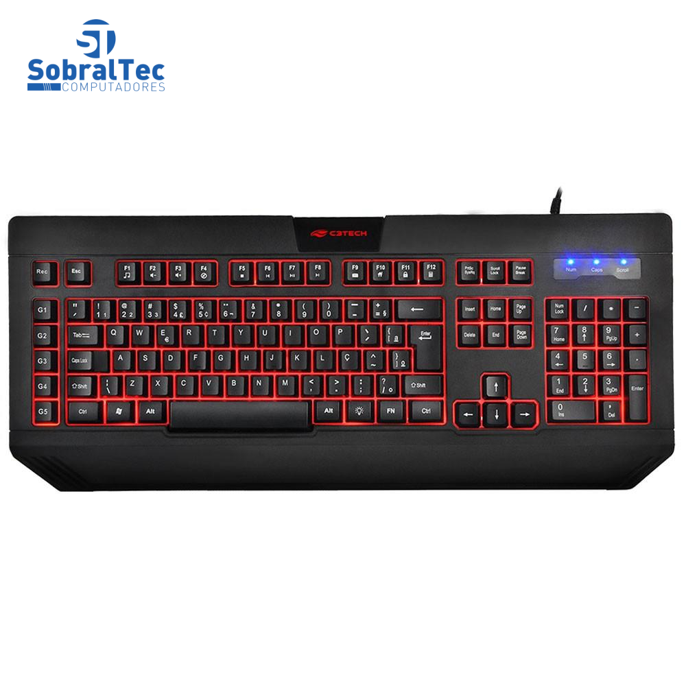 Teclado Gamer C3Tech Led Retro-Iluminado Com Macro e Anti-Ghosting Abnt2 Kg-110bk