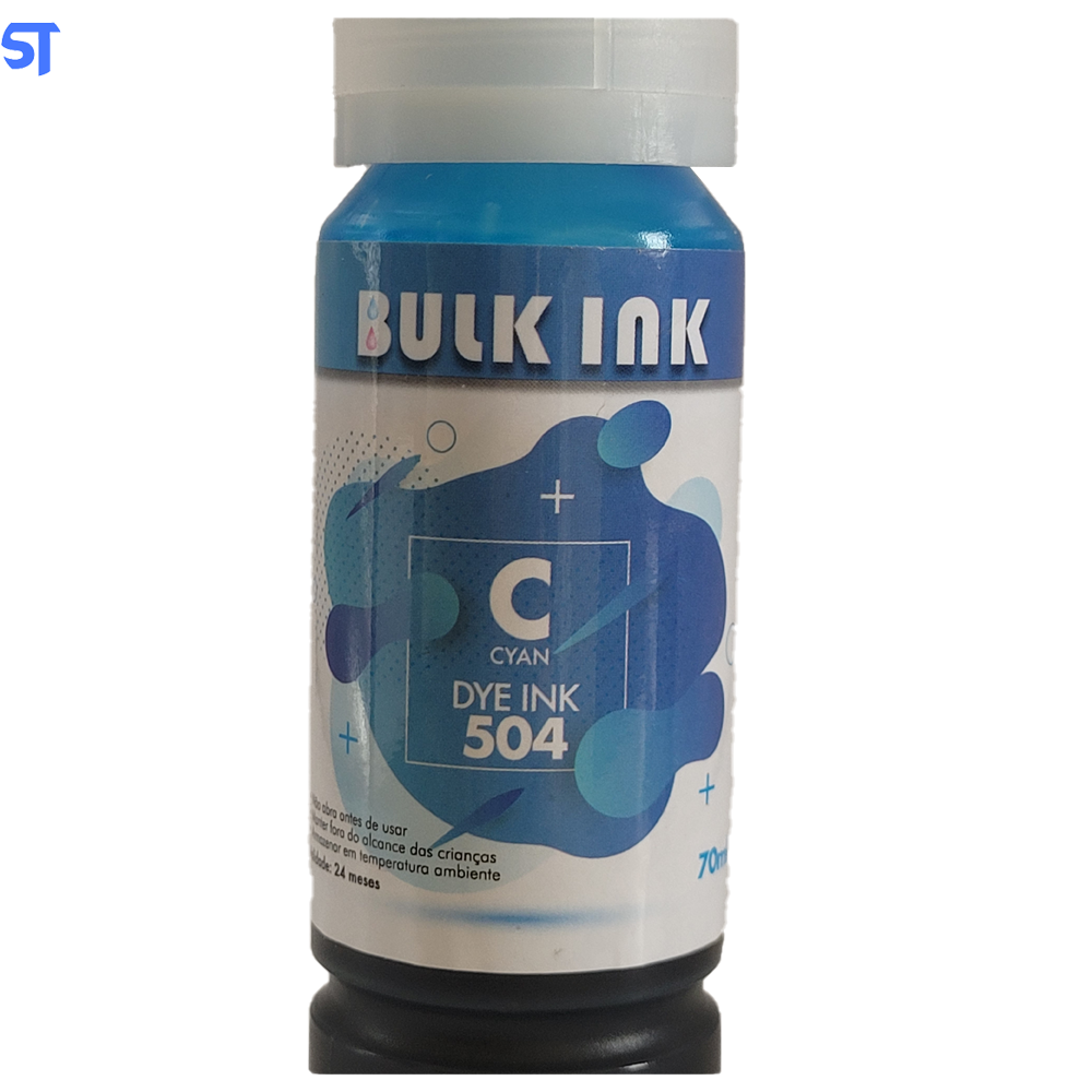 Tinta Refil Bulk Ink Epson 504/544 Corante Cyan 70ML Dye Ink
