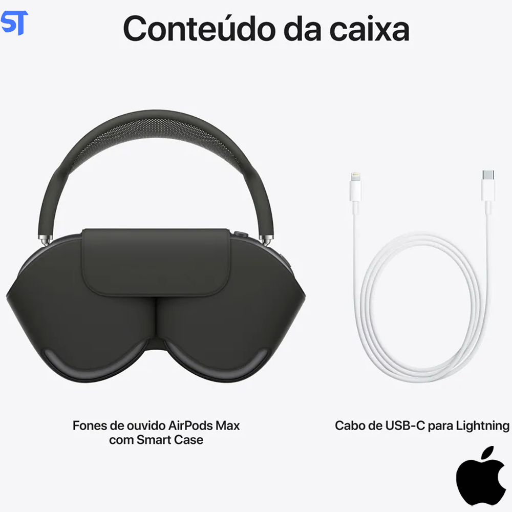 AirPods Max Apple Over the Ear Cinza Espacial Com Headband Preto (Bluetooth)