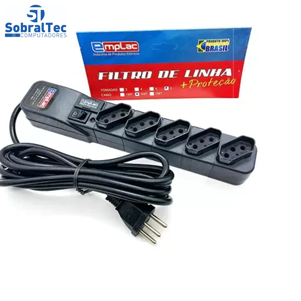 Protetor Eletrico Super Premium 5 Tomadas 5 Metros Emplac