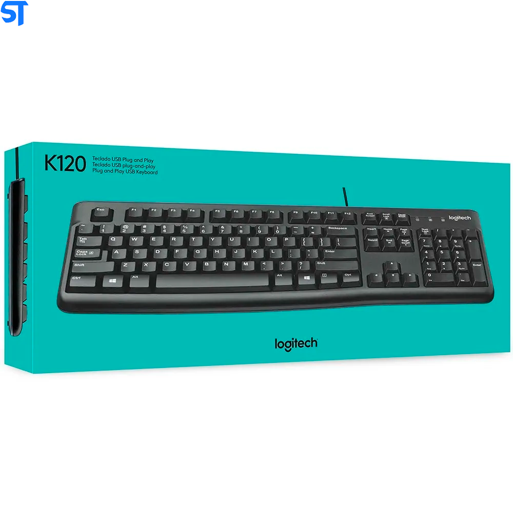 Teclado USB Logitech K120 Plug And Play ABNT2 Preto
