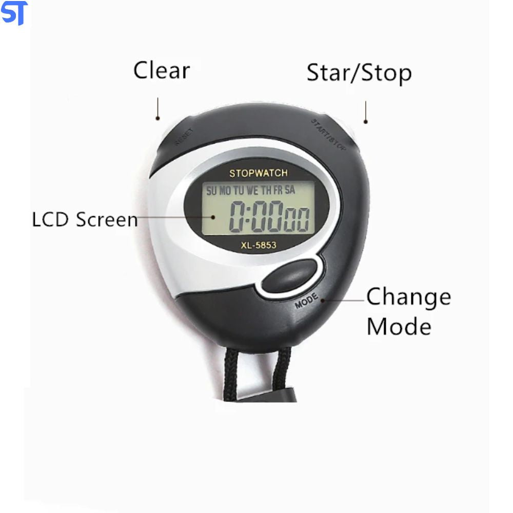 Cronômetro profissional digital clássica com tela de lcd, cronógrafo esportivo, temporizador com cordão - XL-5853