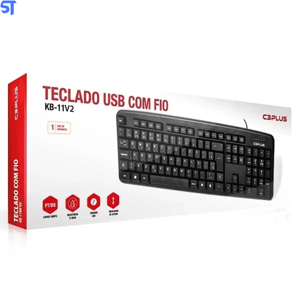 Teclado USB Padrão KB-11BKV2 Preto C3PLUS C3 tech