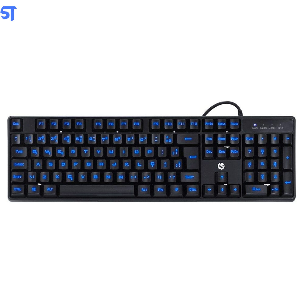 Teclado USB Gamer Membrana K300 LED Preto HP