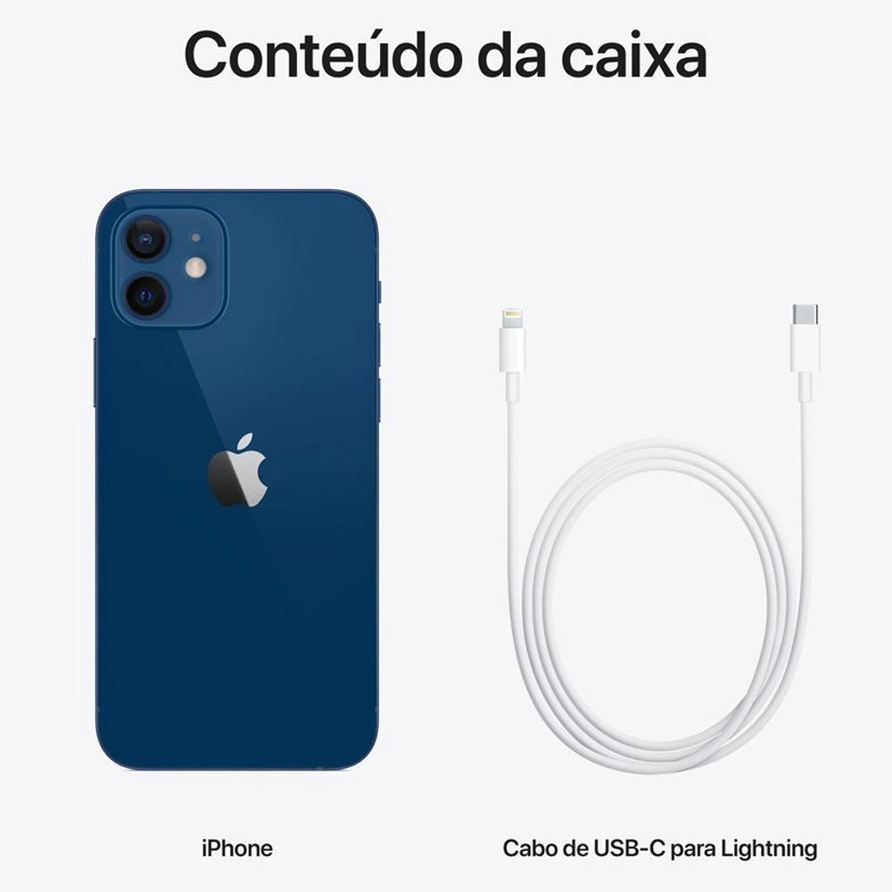 iPhone 12 Apple 64GB Azul Tela de 6,1”, Câmera Dupla de 12MP, iOS